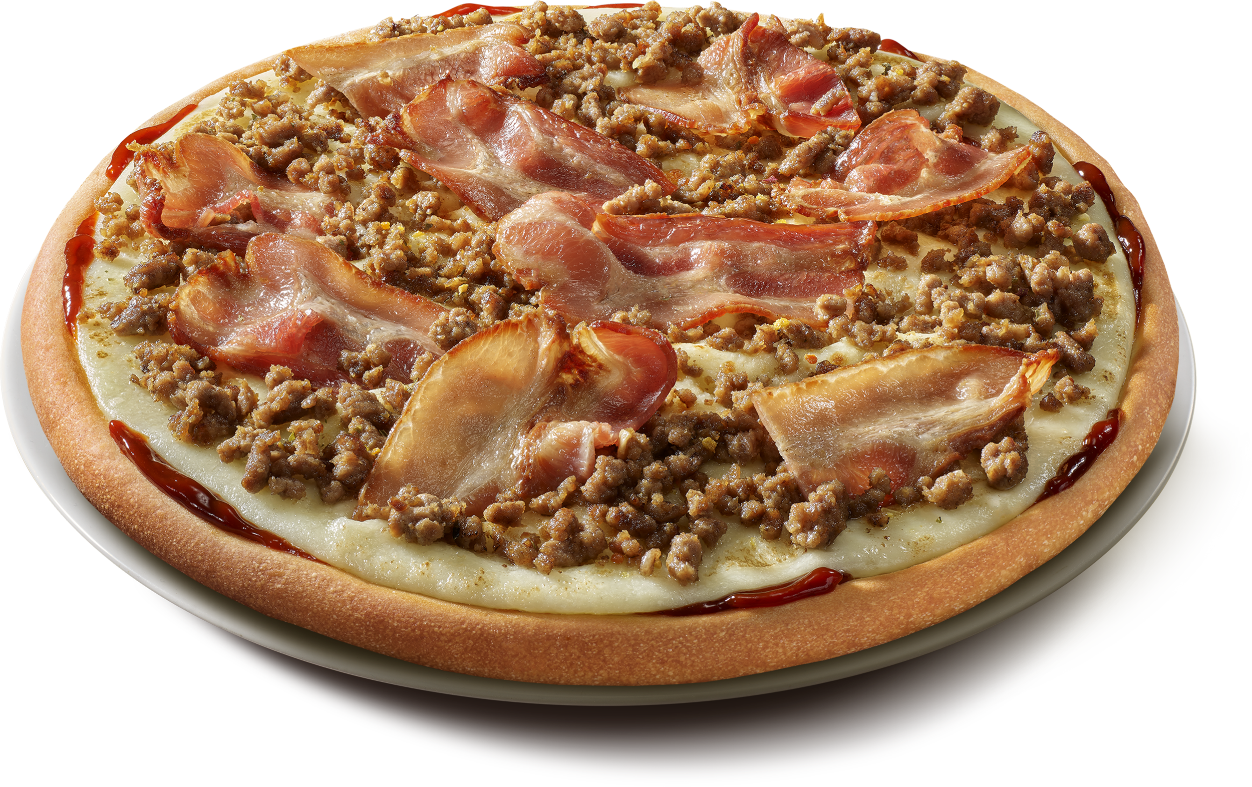 Pizza Arizona mit Barbecuesauce, Beef und Bacon